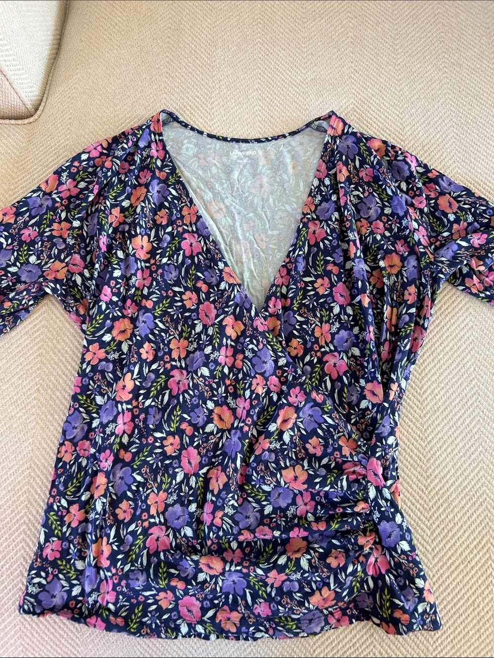 Lands End faux wrap cotton top